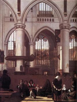 The Interior of the Oude Kerk Amsterdam, during a Sermon